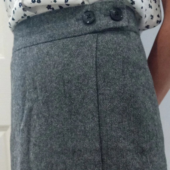 💫 Contemporaine By Simons Chic Gray A-Line Women's Woolen Blend Pencil Skirt - Picture 6 of 13